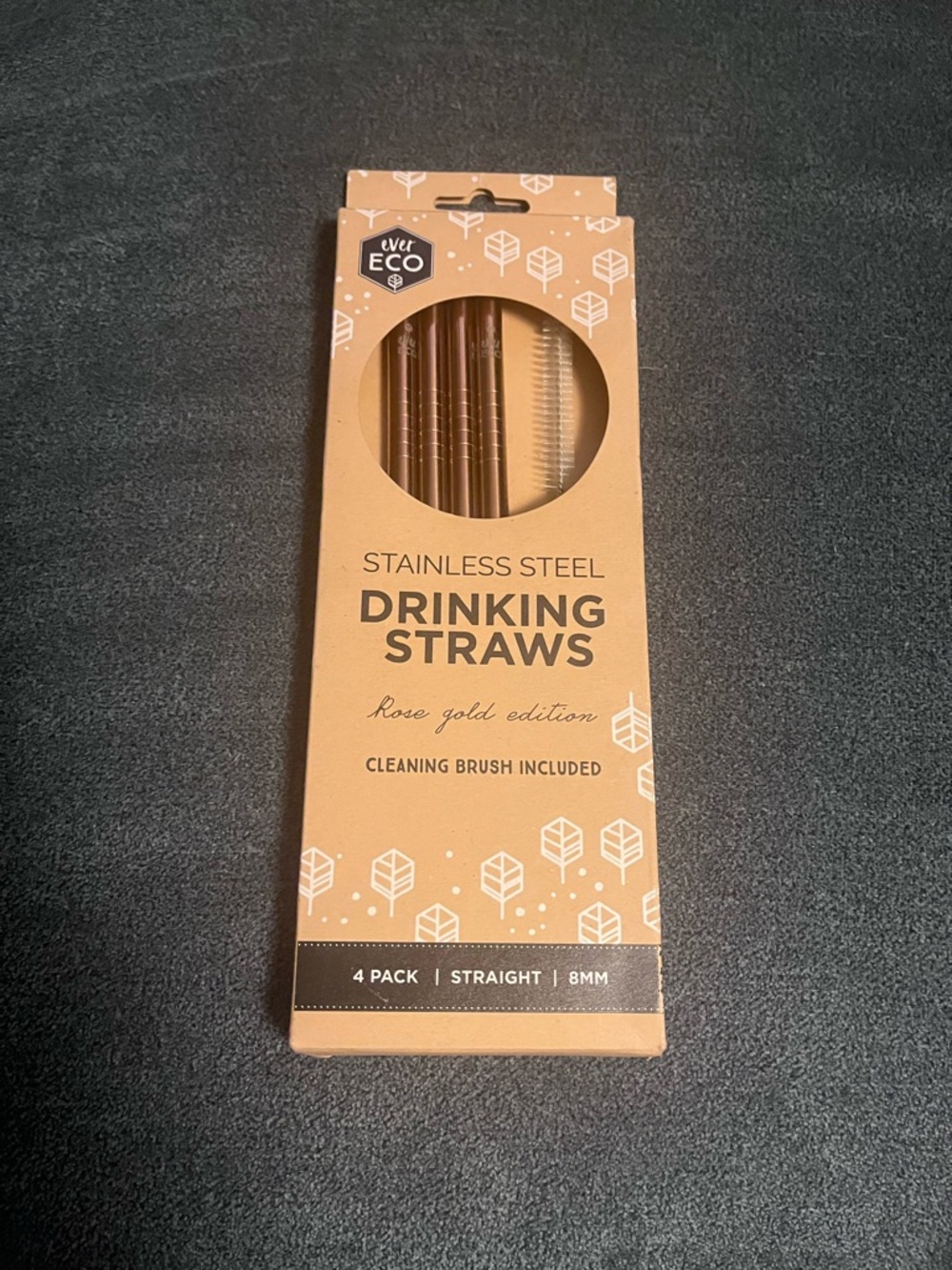 Rose Gold Stainless Steel Drinking Straws - 4 Pack